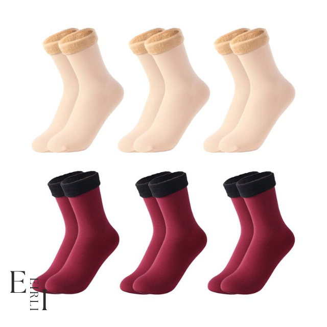 <img src="skin-color-red-wool-socks-women.jpg" alt="6 pairs of skin color & red women's wool socks Website Official www.eirlistore.com">