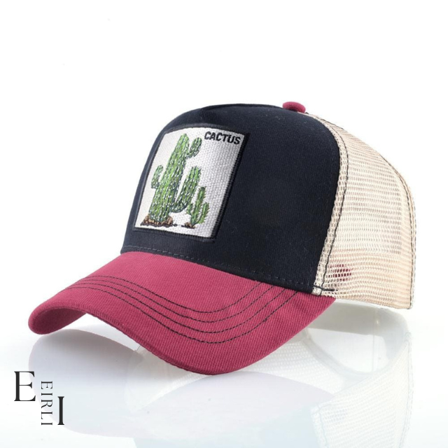 <img src="trucker-hats-unisex.jpg  alt=" Cactus Embroidered unisex trucker hats, black-red, official website www.eirlistore.com">