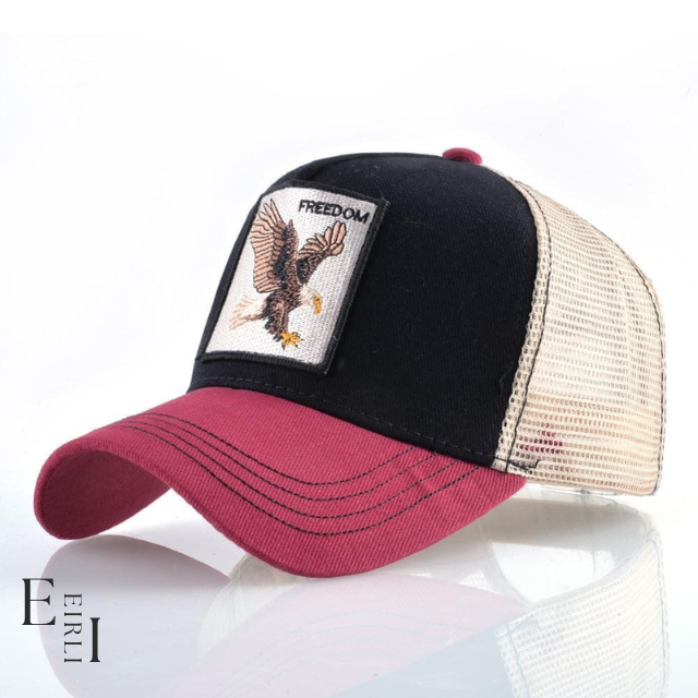 <img src="trucker-hats-unisex.jpg  alt=" Freedom Embroidered unisex trucker hats, black-red, official website www.eirlistore.com">