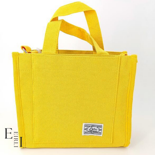 <img src="shoulder-bag.jpg  alt=" Yellow shoulder handbags Fabric Corduroy for women, official website www.eirlistore.com">