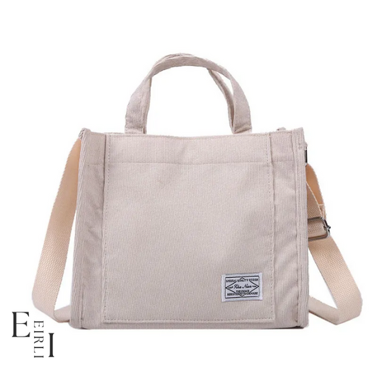 <img src="shoulder-bag.jpg  alt=" White shoulder handbags Fabric Corduroy for women, official website www.eirlistore.com">