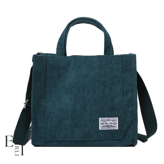 <img src="shoulder-bag.jpg  alt=" Green shoulder handbags Fabric Corduroy for women, official website www.eirlistore.com">